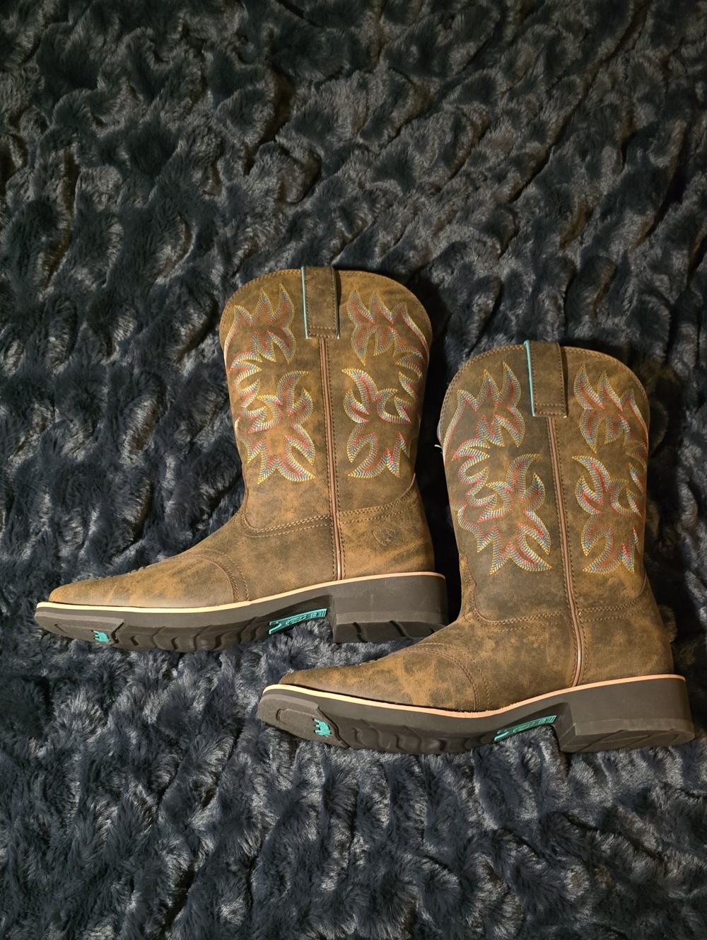 Ariat Brown Western Boots with Multicolor Embroidery